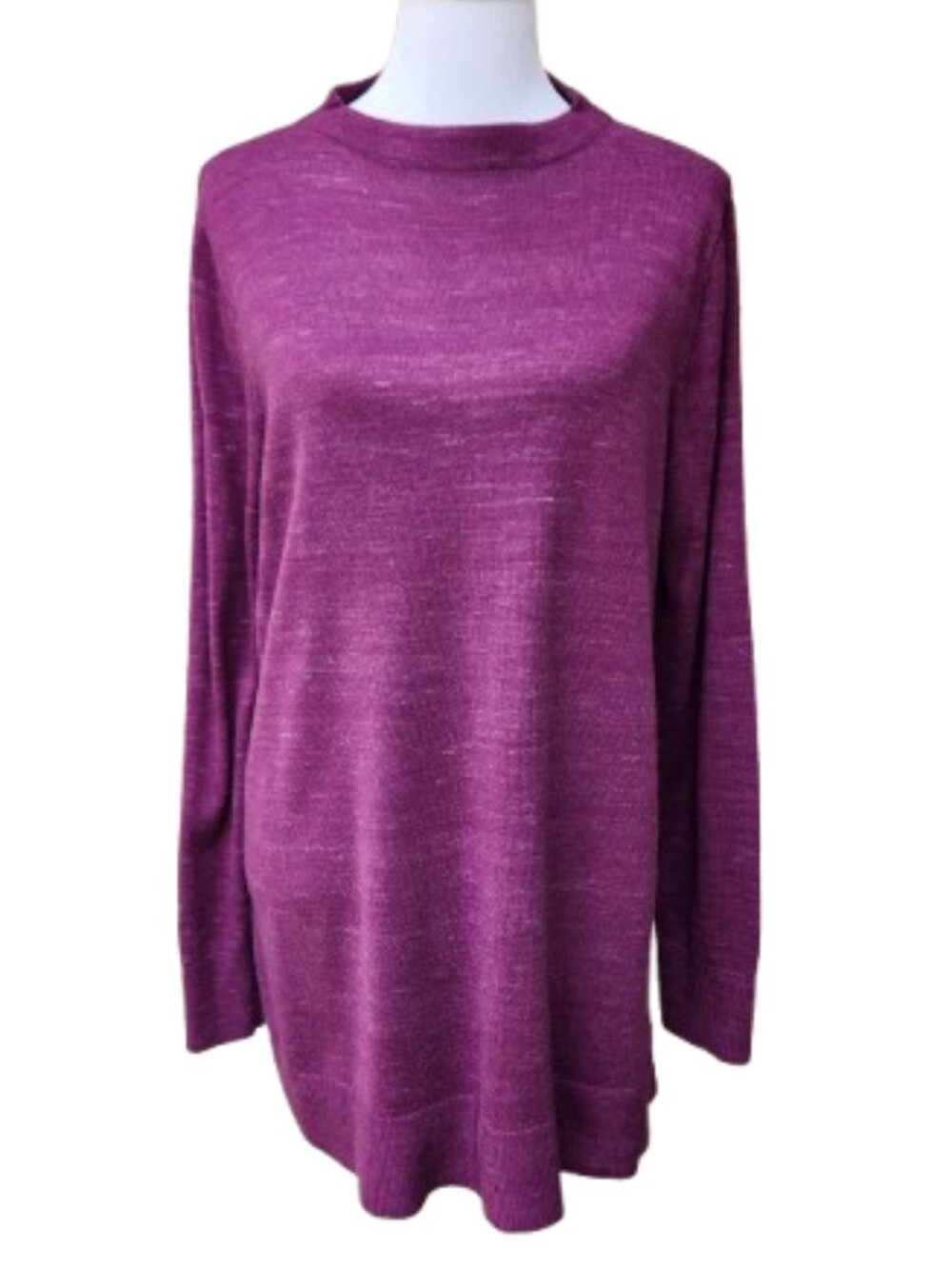 LOFT Purple Mockneck Tunic Sweater 481660 Lightly Marled